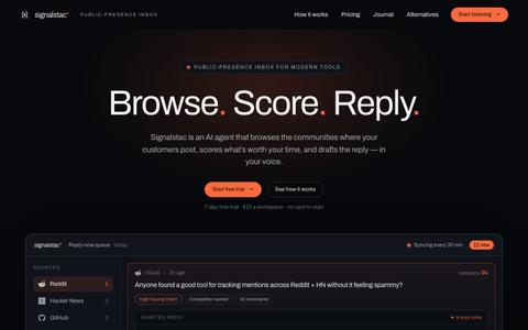 Signalstac — Browse. Score. Reply. — screenshot