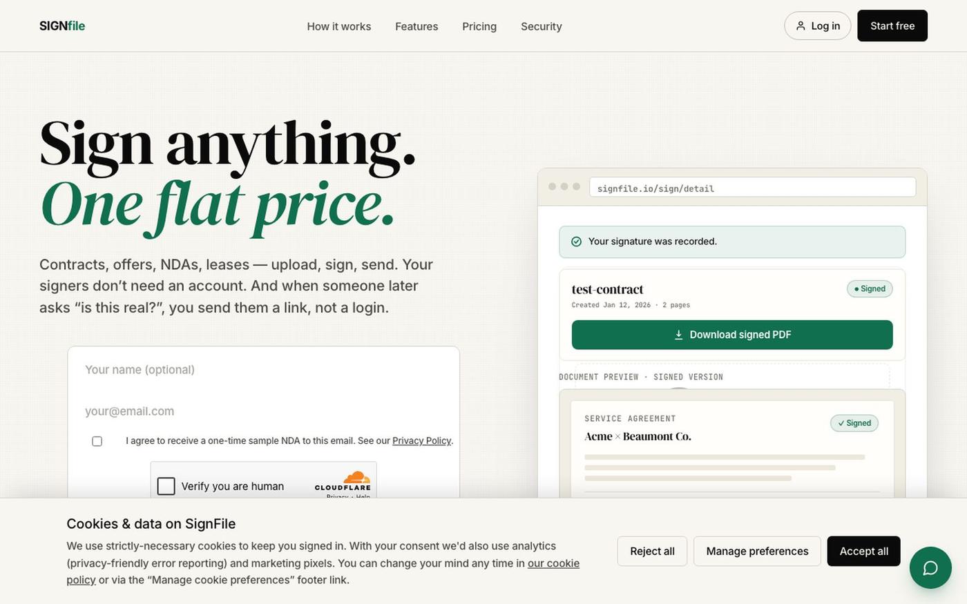 SignFile — Sign anything. One flat price. — screenshot