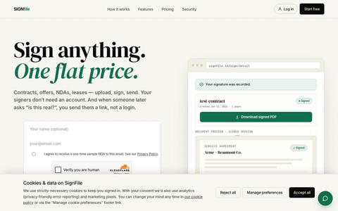SignFile — Sign anything. One flat price. — screenshot