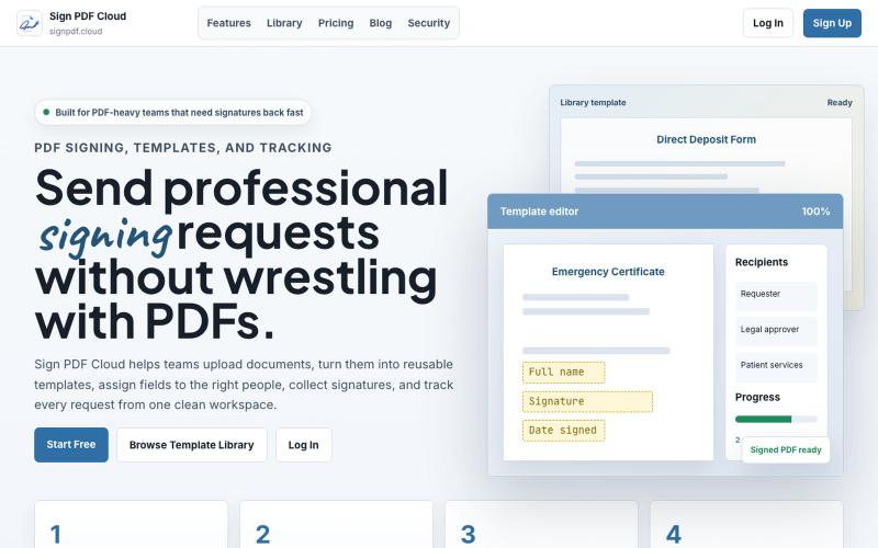 Online PDF Signing and Document Automation | Sign PDF Cloud — screenshot