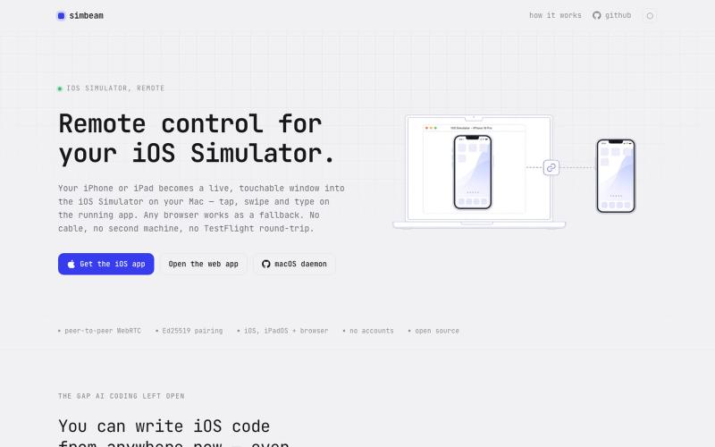 simbeam — remote control for your Mac's iOS Simulator — screenshot