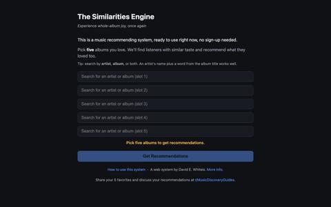 The Similarities Engine - Music Recommending System — screenshot