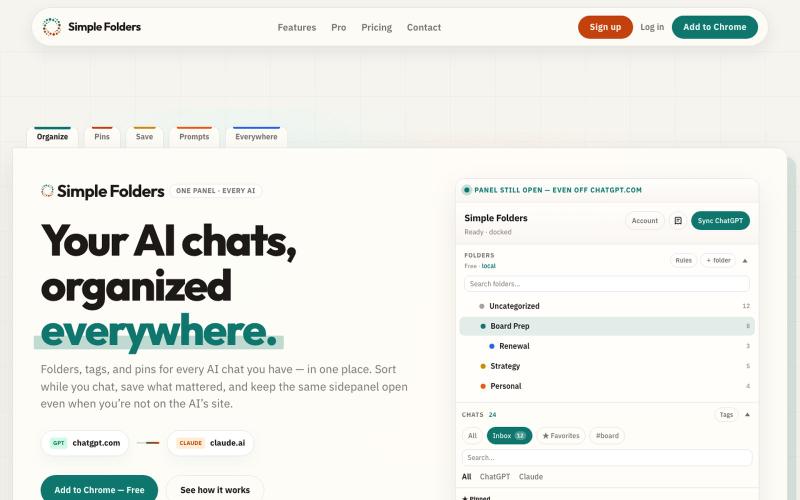 Simple Folders — Organize ChatGPT & Claude — screenshot