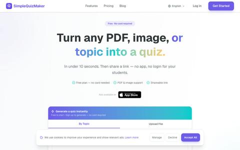 SimpleQuizMaker - AI Quiz Generator — screenshot