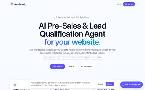 SimpliQualify, Conversational AI Pre-Sales Assistant — screenshot