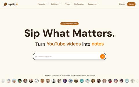 sipsip.ai — AI Summarizer, Transcriber & Daily Brief — screenshot