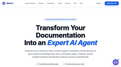 SiteGist — AI-Powered Customer Support — screenshot