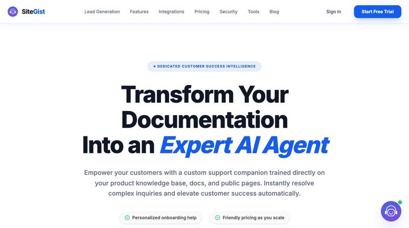 SiteGist — AI-Powered Customer Support — screenshot