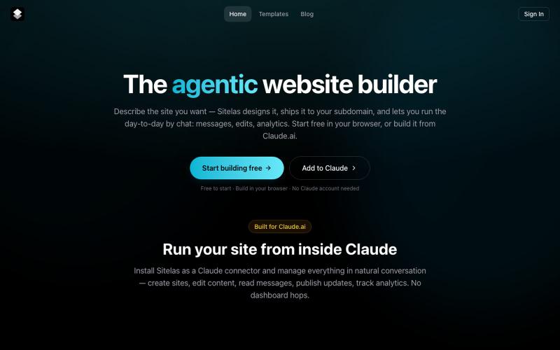 Sitelas — The Website Builder That Lives Inside Claude — screenshot