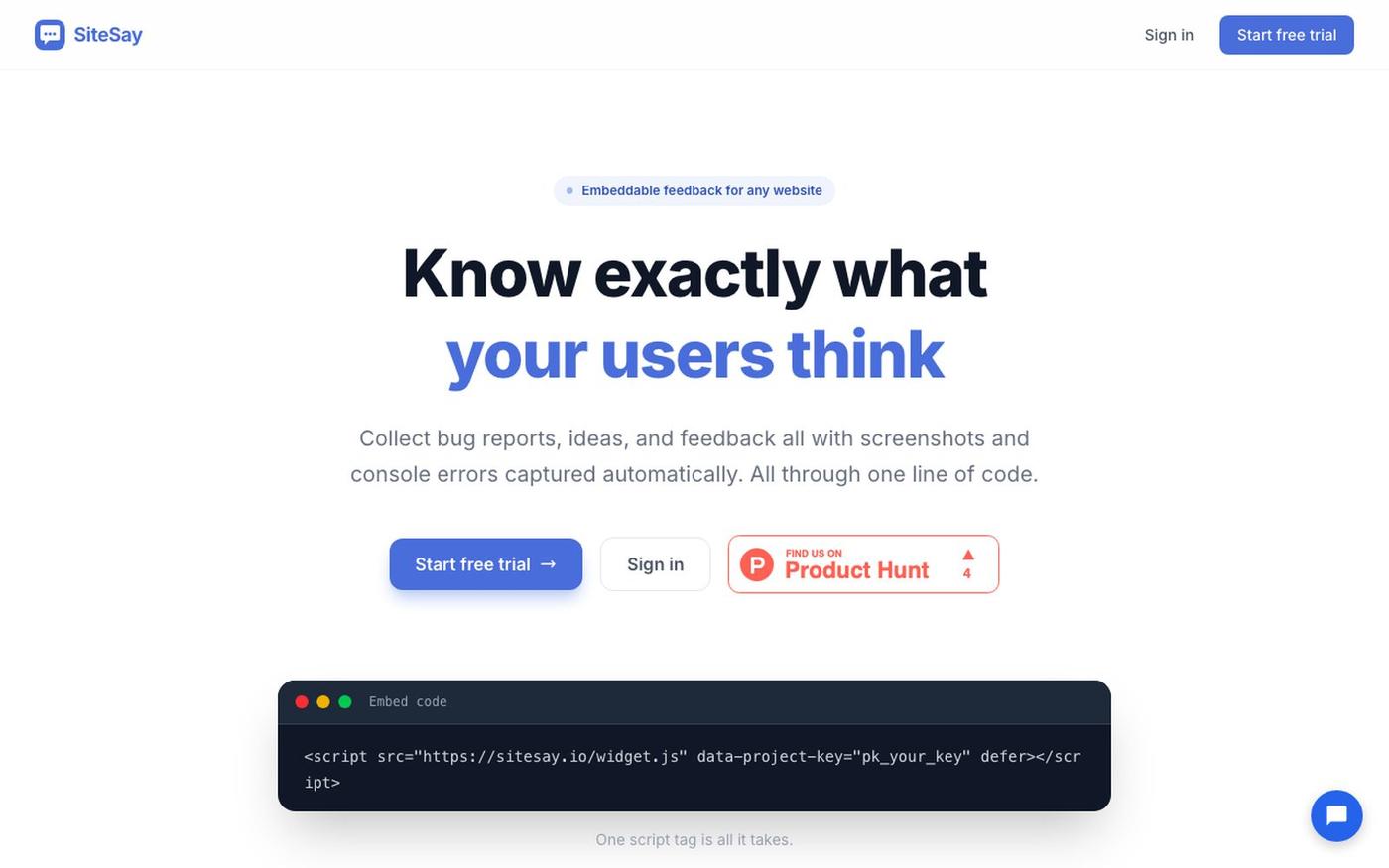 SiteSay - Feedback that actually helps — screenshot