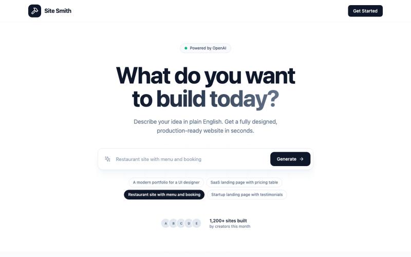 Site Smith - AI Website Builder — screenshot