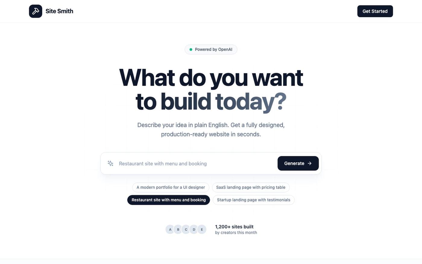 Site Smith - AI Website Builder — screenshot