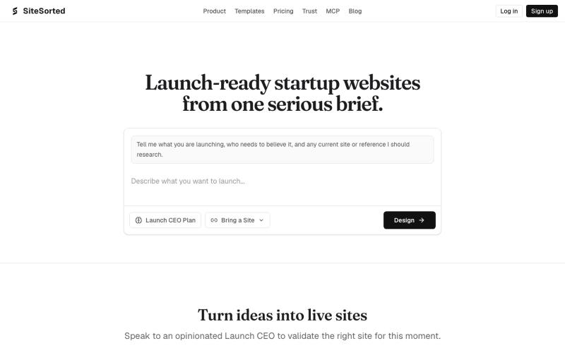 SiteSorted | Launch-ready startup websites — screenshot
