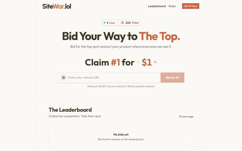 SiteWar - Battle for the Top Spot — screenshot