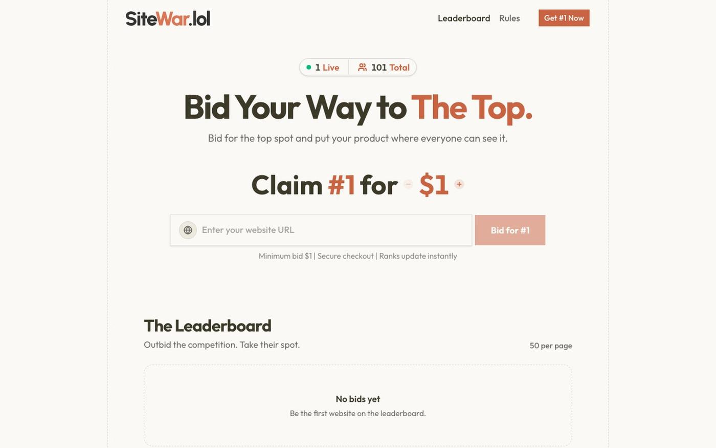 SiteWar - Battle for the Top Spot — screenshot