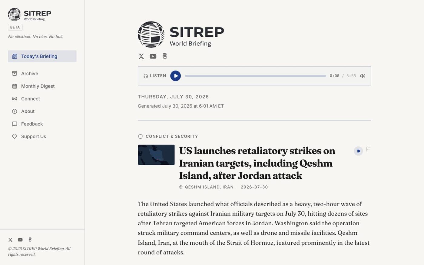 SITREP — Daily World Briefing — screenshot