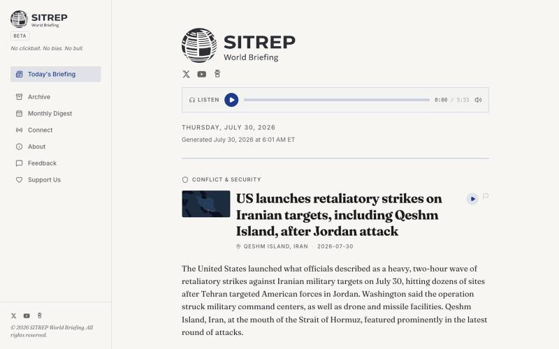 SITREP — Daily World Briefing — screenshot