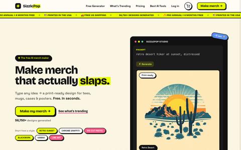 Free AI T-Shirt Design Generator & Maker | SizzlePop — screenshot