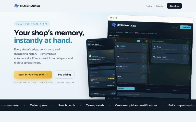 SkateTracker — Manage your whole skate shop on one screen — screenshot