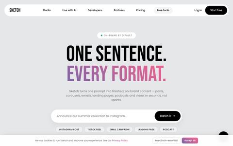 Sketch · on-brand content in seconds — screenshot