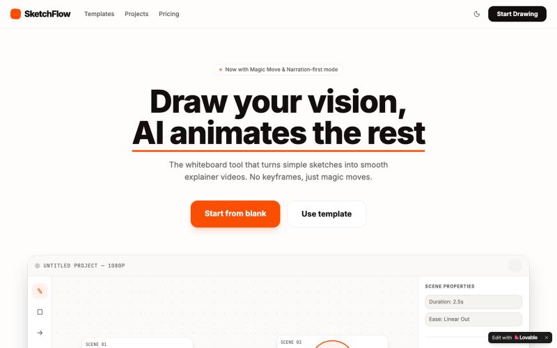 SketchFlow — Draw scenes, ship whiteboard videos — screenshot