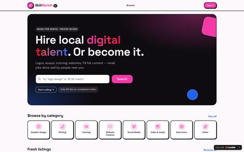 SkillMarket Kenya — Hire & offer digital skills — screenshot