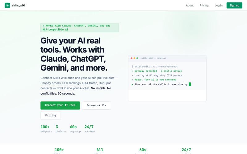 AI Skills for Claude, ChatGPT, Gemini & More | Skills Wiki — screenshot