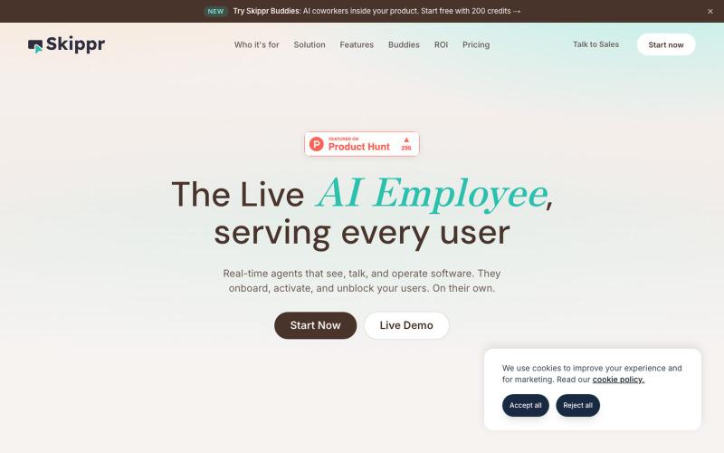 Skippr | The Live AI Employee, Serving Every User — screenshot