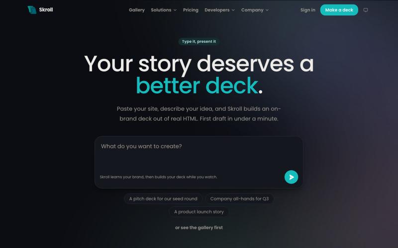Skroll: Your story deserves a better deck — screenshot