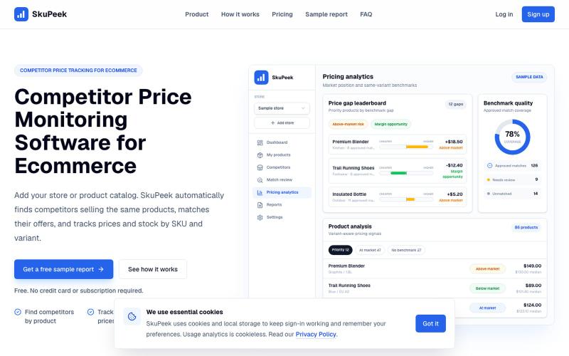 Competitor Price Monitoring Software for Ecommerce | SkuPeek — screenshot