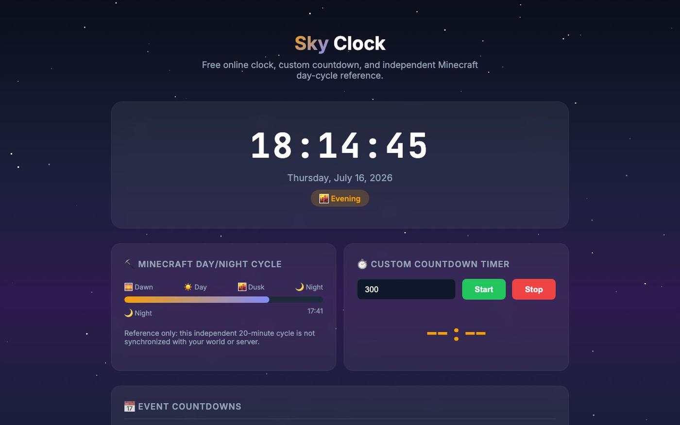 Sky Clock - Free Online Game Timer & Countdown — screenshot