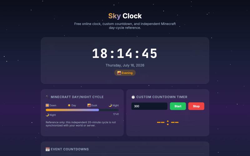 Sky Clock - Free Online Game Timer & Countdown — screenshot