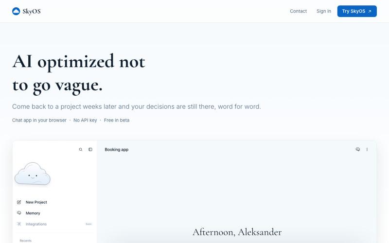 SkyOS — AI optimized not to go vague — screenshot
