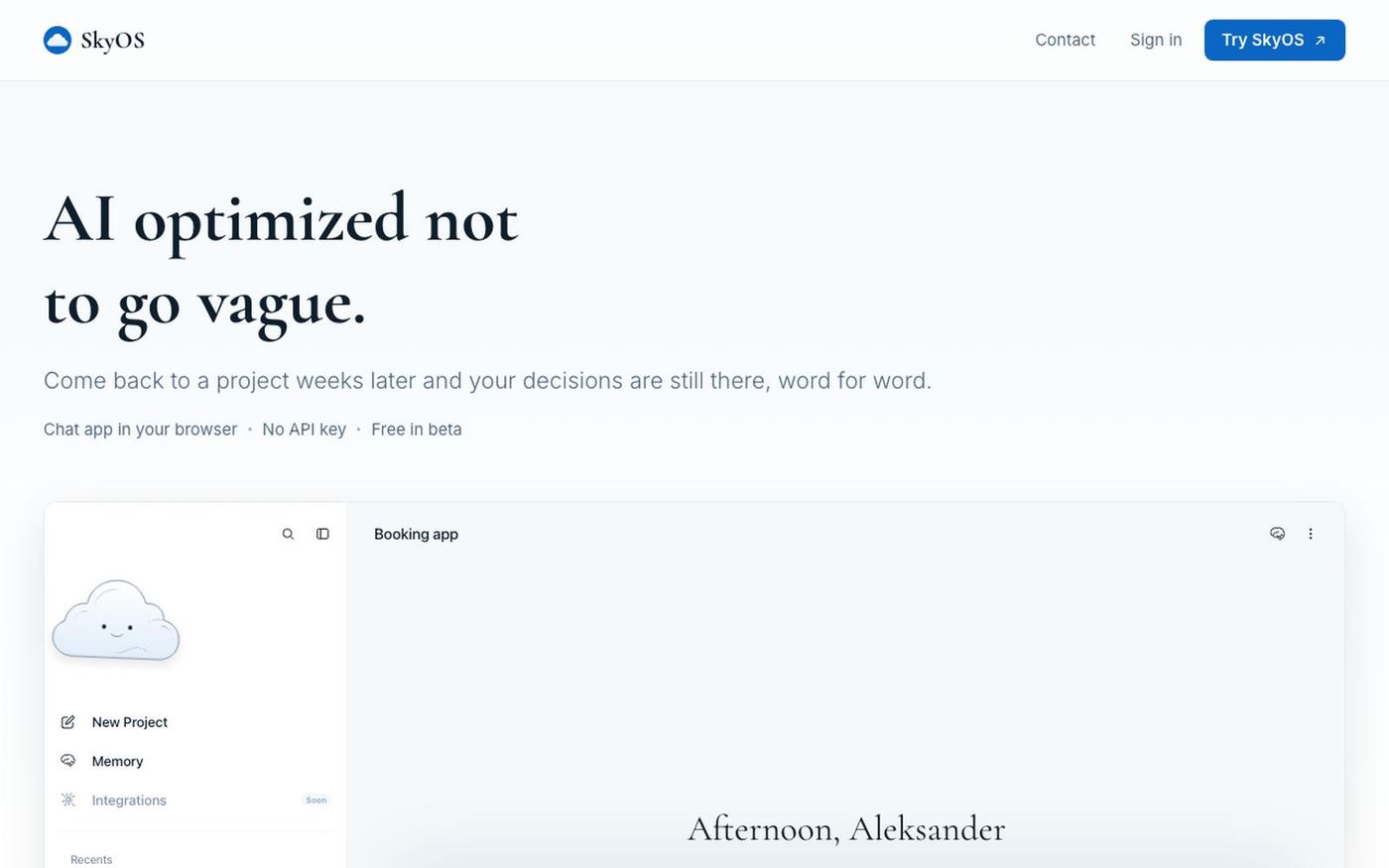 SkyOS — AI optimized not to go vague — screenshot