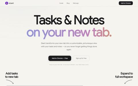 Slaet — Custom New Tab Wallpaper, To-Do, Notes & Reminders | Free Chrome Extensi — screenshot