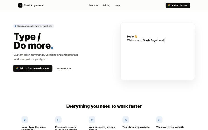Slash Anywhere — Type / to do more — screenshot