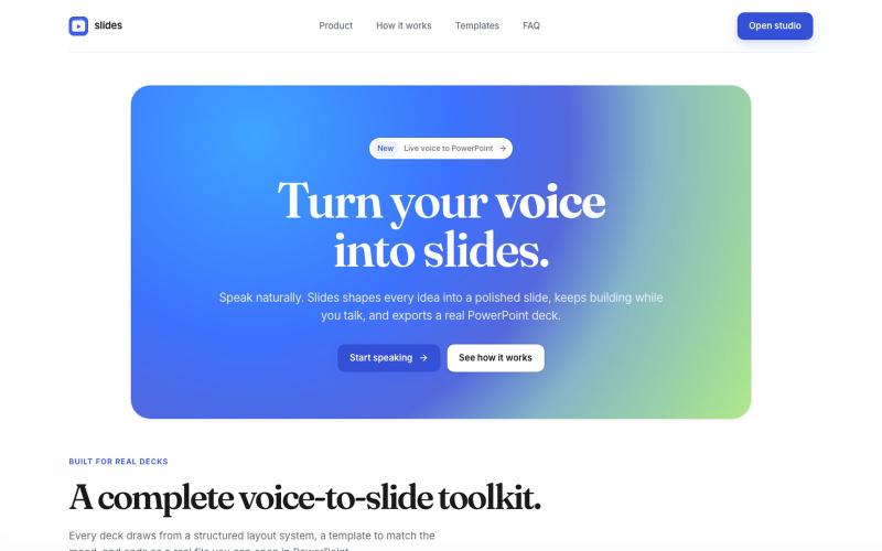 Voice to PowerPoint AI Presentation Maker | Slides — screenshot