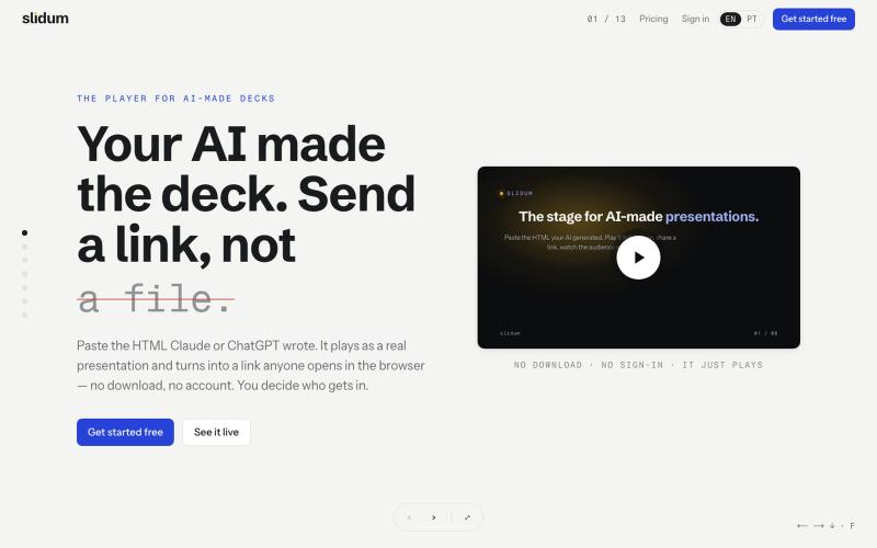 Slidum — send the link, not the file — screenshot