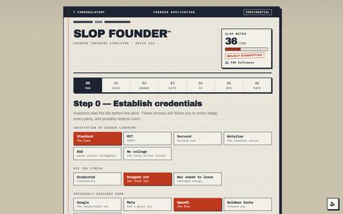 Slop Founder™ — build the AI startup of the year — screenshot