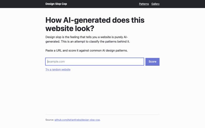 Design Slop Cop: how AI-generated does this website look? — screenshot
