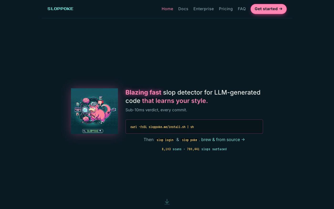 Sloppoke — AI Slop Code Tool · Pre-commit Slop Detector for LLM-Generated Code — screenshot