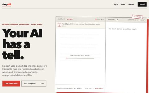 SlopSift — An NLP linter for AI writing tells — screenshot