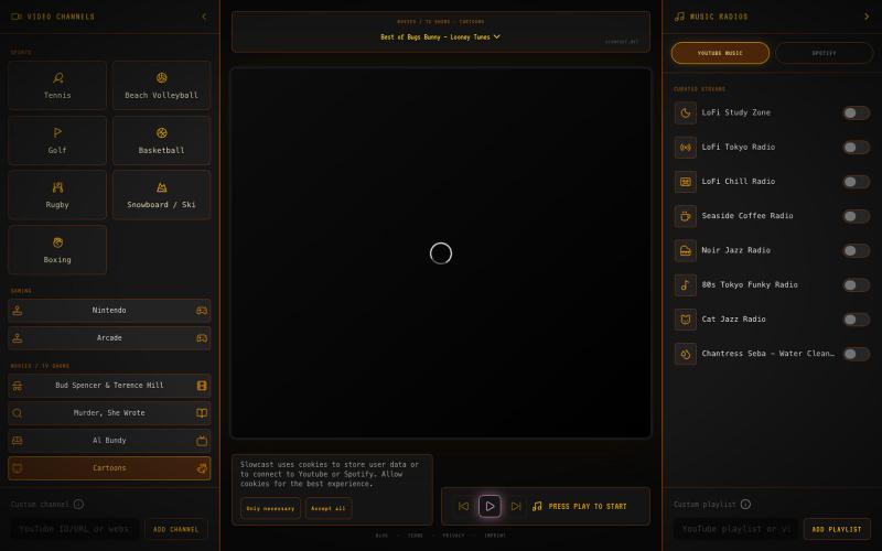 slowcast.net · Something slow to watch. Something calm to hear. — screenshot