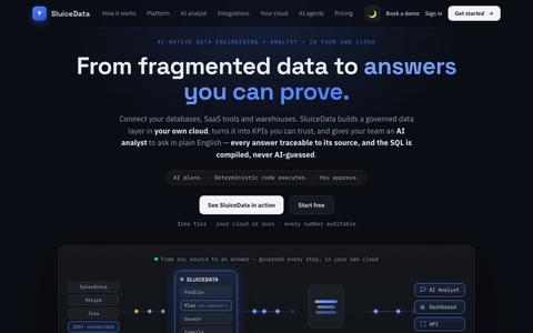 SluiceData — Turn fragmented business data into trusted answers — screenshot