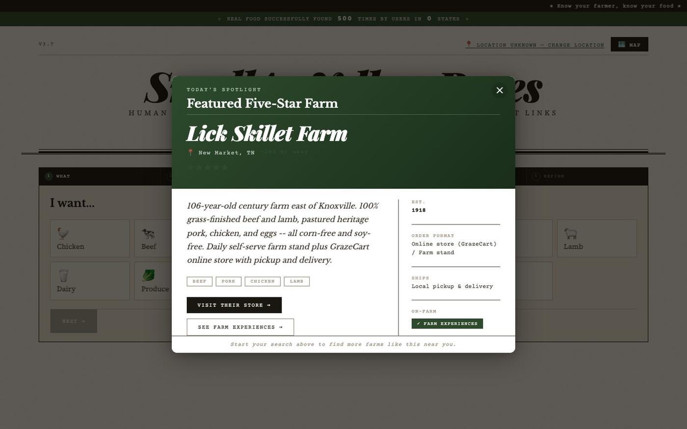 SmallAg Yellow Pages — Local Food Directory — screenshot