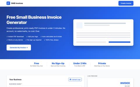 Small Business Invoice Generator - Free and instant — screenshot