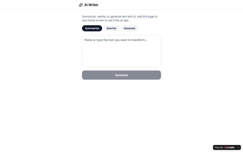 AI Writer — Summarize & Rewrite on Mobile — screenshot