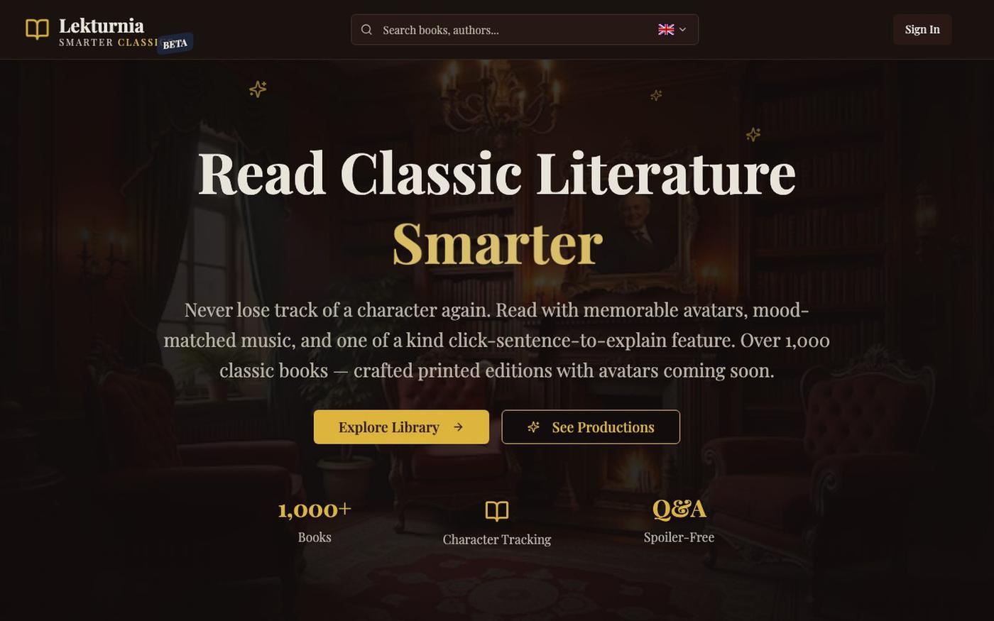 Lekturnia — Classic Literature with Click-to-Explain and Character Tracking — screenshot