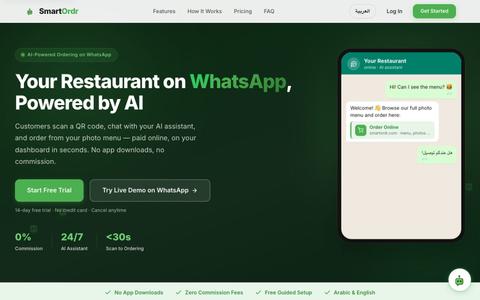 SmartOrdr — AI-Powered WhatsApp Ordering for Restaurants — screenshot