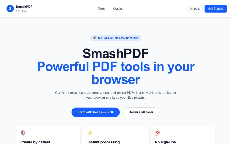 SmashPDF - Free Online PDF Tools — screenshot